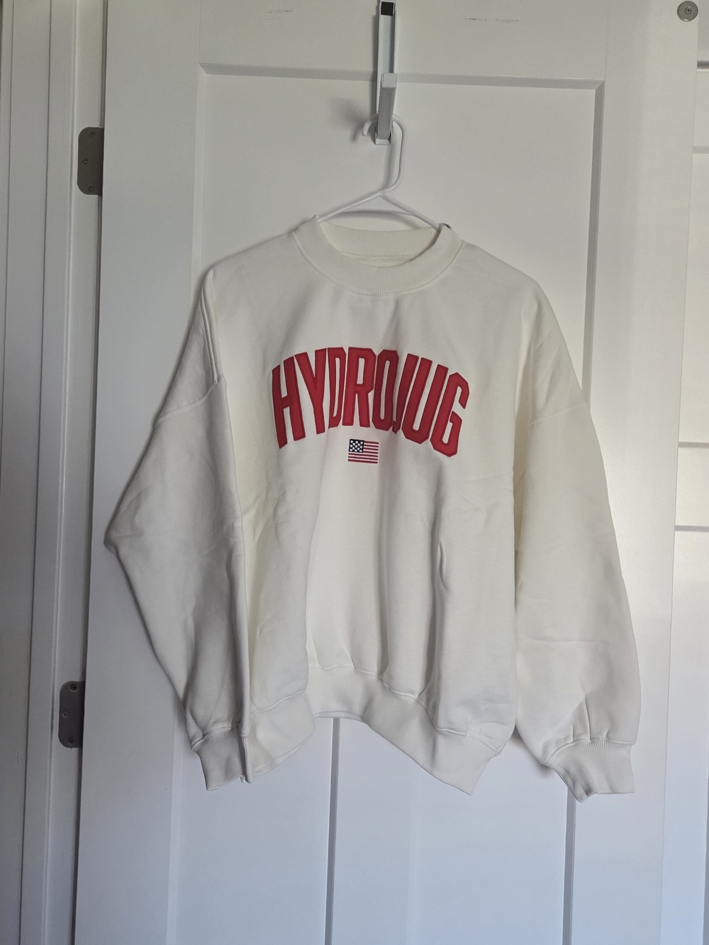 HydroJug White Sweatshirt with Red Logo